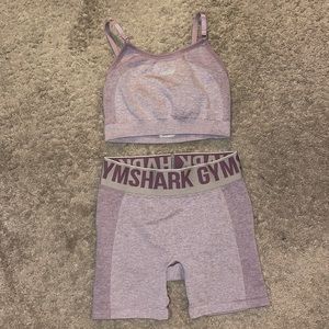 Gymshark Flex Sports Bra & Shorts in Purple/Gray Marl